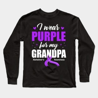 Support I Wear Purple For My Grandpa Alzheimer's Awareness Long Sleeve T-Shirt